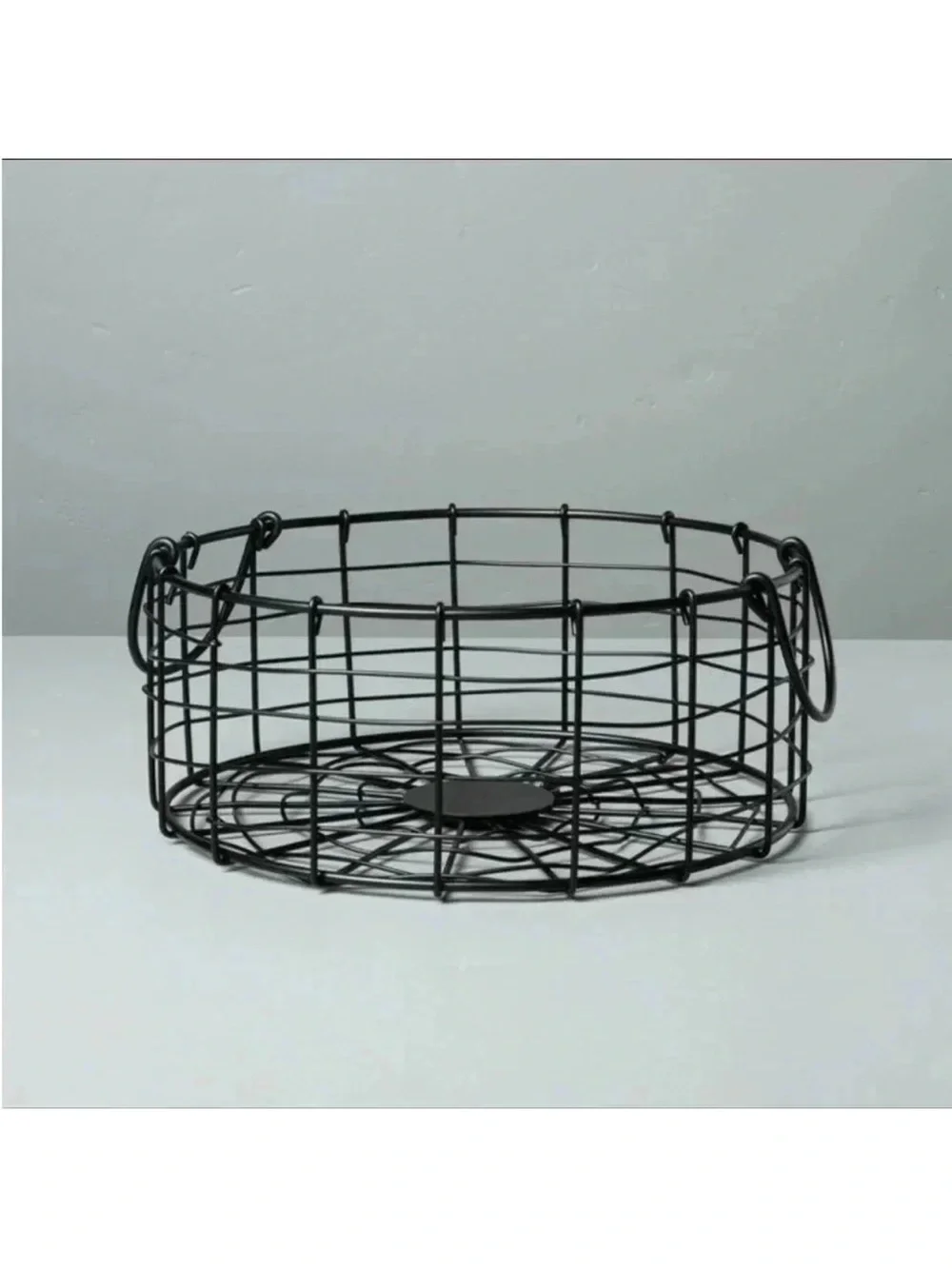 NWT Small Round Wire Metal Storage Basket with Handles Black - Hearth & Hand